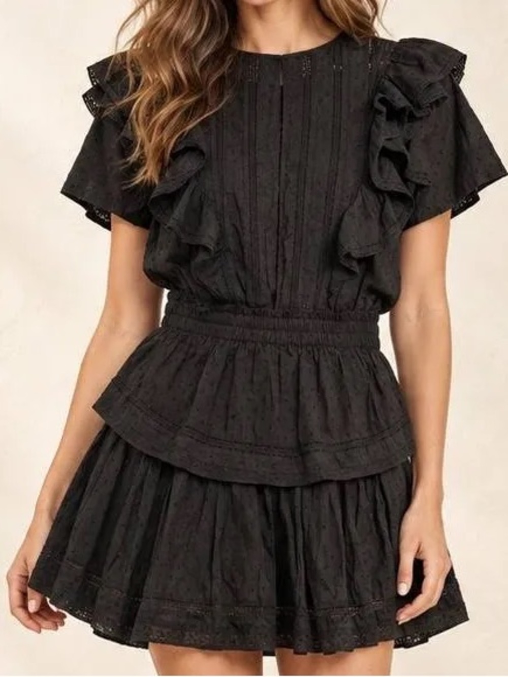 Love Shack Fancy Natasha Ruffle Tiered Minidress
